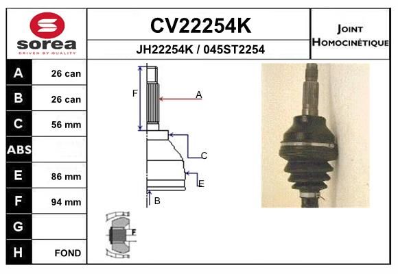 EAI csuklókészlet, hajtótengely CV22254K