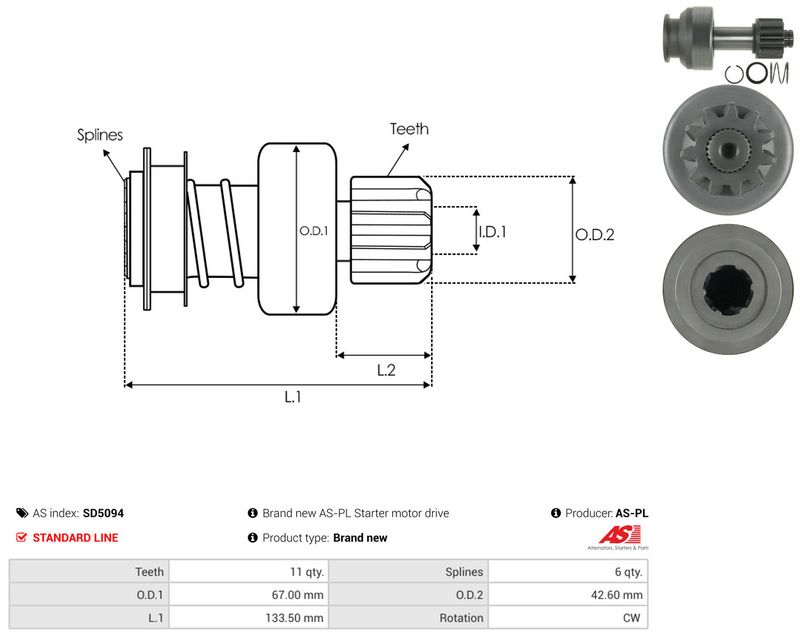 AS-PL SD5094 Freewheel Gear, starter