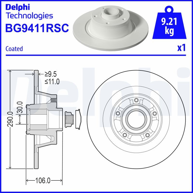 Гальмівний диск, Delphi BG9411RSC