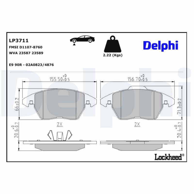 Set placute frana,frana disc LP3711 DELPHI