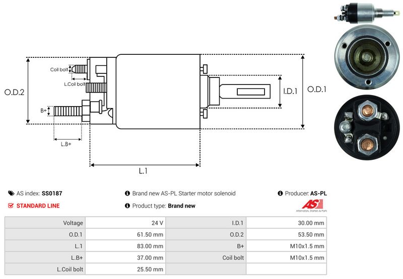 AS-PL SS0187 Solenoid Switch, starter