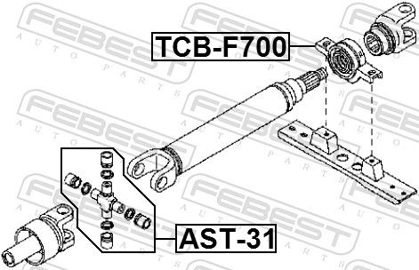 FEBEST TCB-F700 Bearing, propshaft centre bearing