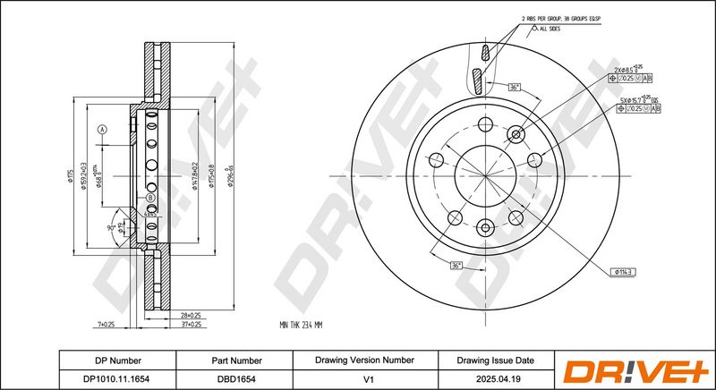 Disc frana DP1010.11.1654 Dr!ve+