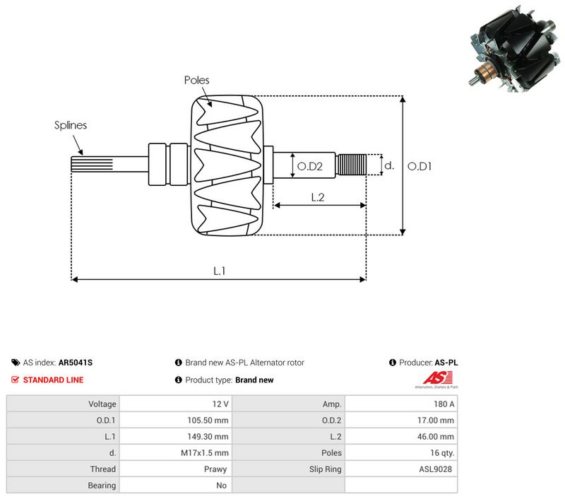 AS-PL AR5041S Rotor, alternator