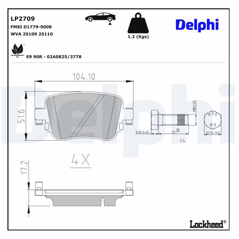 Piduriklotsi komplekt, ketaspidur, DELPHI LP2709