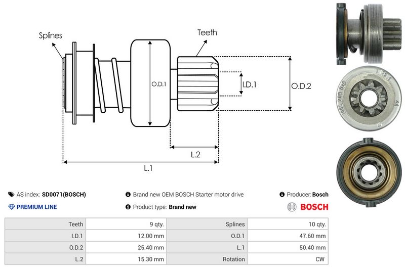 AS-PL SD0071(BOSCH) Freewheel Gear, starter