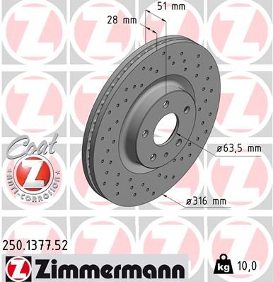 Гальмівний диск, Zimmermann 250.1377.52