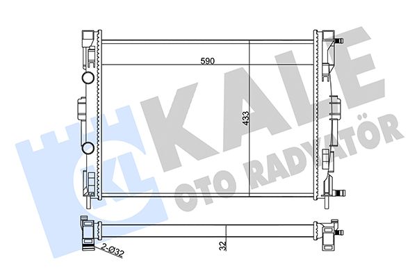 Радіатор, система охолодження двигуна, Kale Oto Radyatör 351005