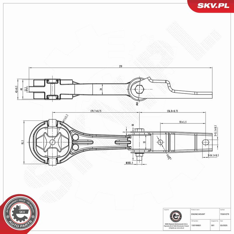 ESEN SKV 75SKV279 Variklio pagalvė