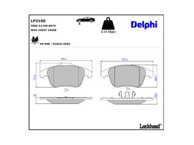 DELPHI LP2100 Brake Pad Set, disc brake