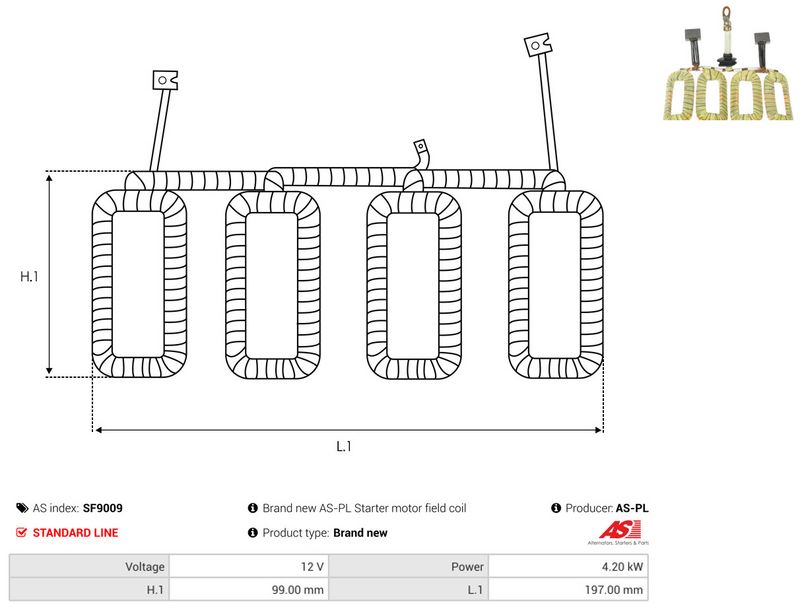 AS-PL SF9009 Field Winding, starter