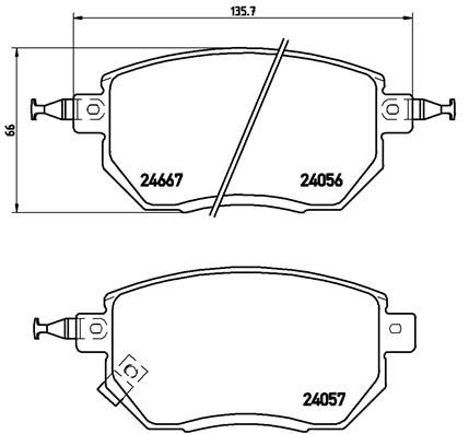 Комплект гальмівних накладок, дискове гальмо, Brembo P56051