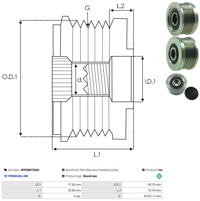 AS-PL AFP6007(INA) Alternator Freewheel Clutch