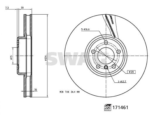 SWAG 33 10 5264 Brake Disc