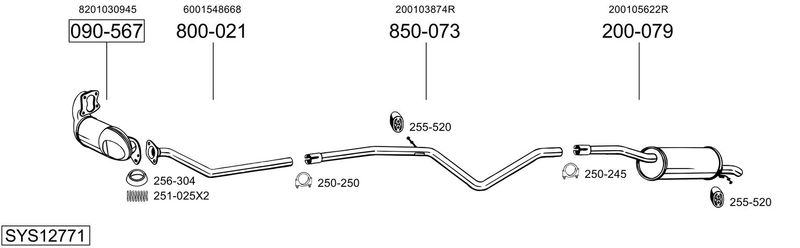 BOSAL kipufogórendszer SYS12771