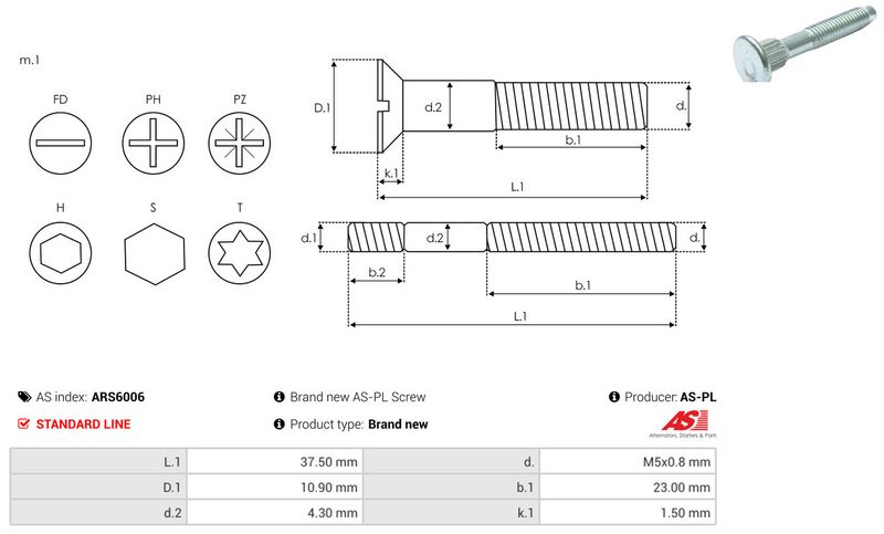 Remondikomplekt, generaator, AS-PL ARS6006