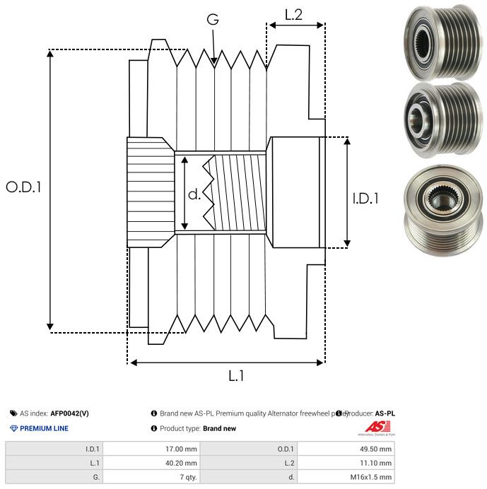 AS-PL AFP0042(V) Alternator Freewheel Clutch