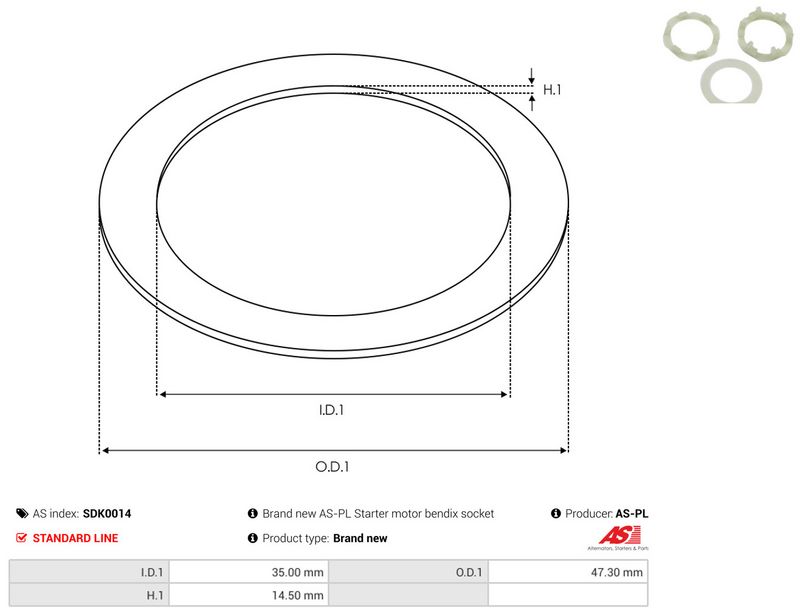 Remondikomplekt, Starter, AS-PL SDK0014