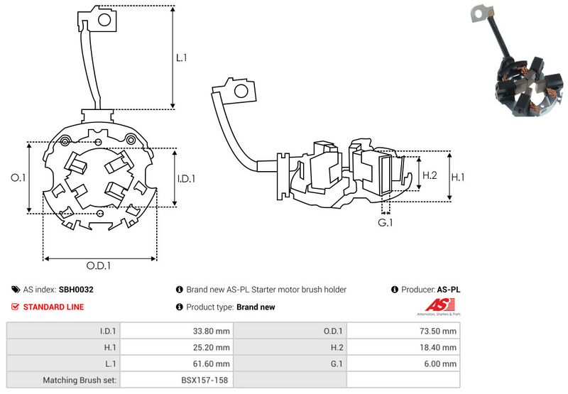 AS-PL SBH0032 Holder, carbon brushes