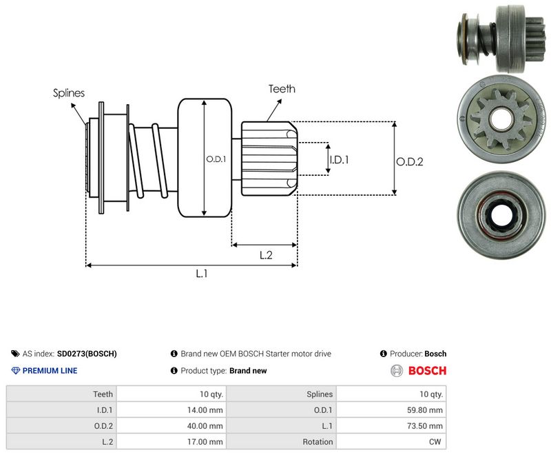 AS-PL SD0273(BOSCH) Freewheel Gear, starter