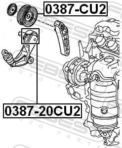 FEBEST 0387-CU2 Tensioner Pulley, V-ribbed belt