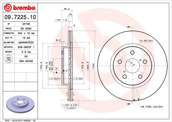 Гальмівний диск, Brembo 09.7225.10