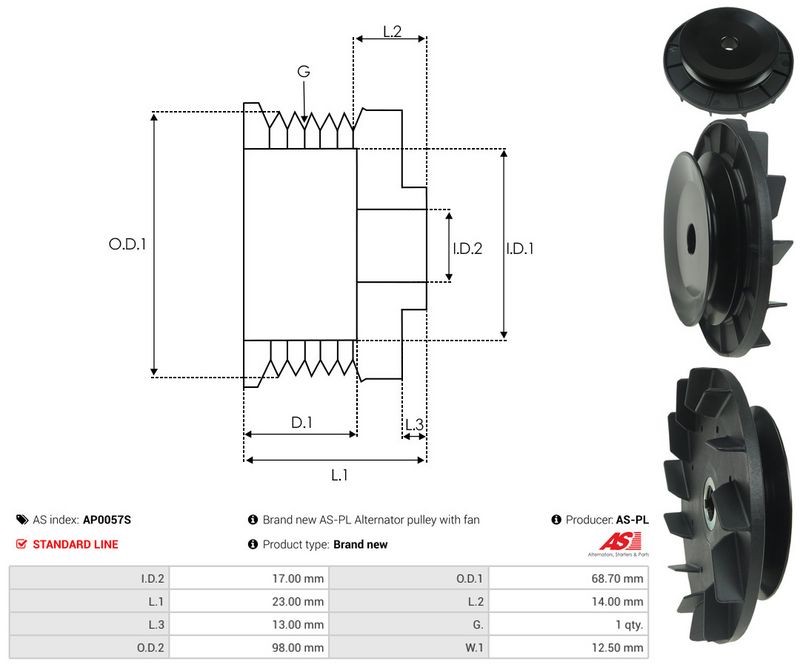 AS-PL AP0057S Belt Pulley, alternator