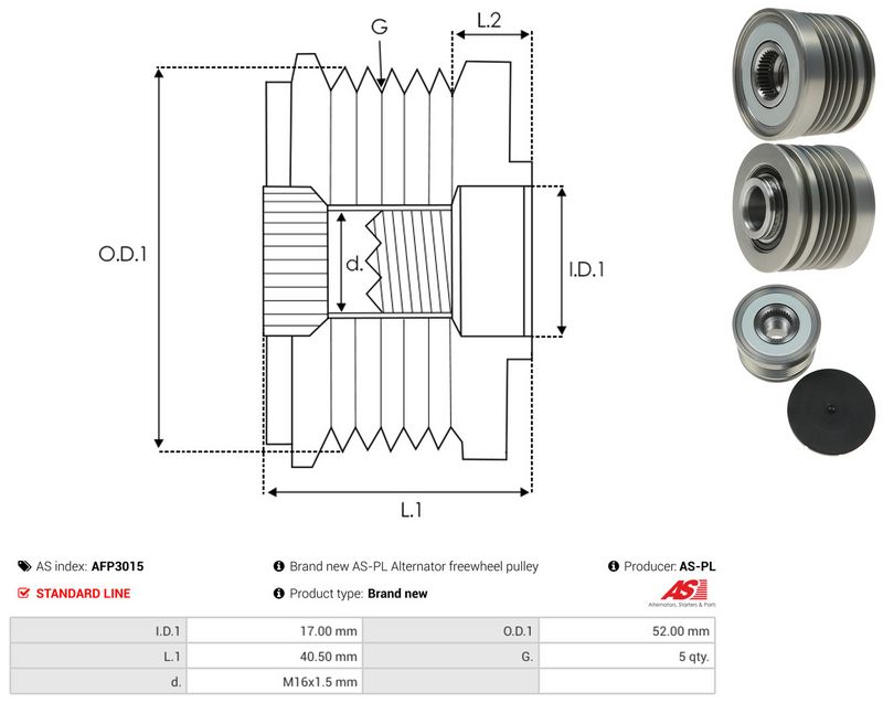 AS-PL AFP3015 Alternator Freewheel Clutch