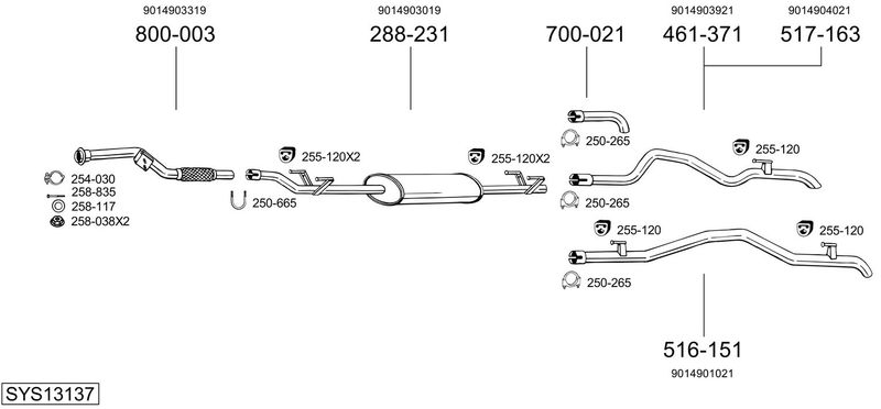 BOSAL kipufogórendszer SYS13137