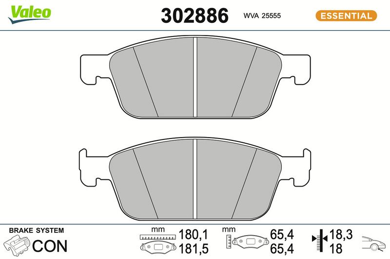 комплект спирачно феродо, дискови спирачки VALEO