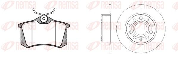 Комплект гальма, дискове гальмо, задня вісь, повн., VW GOLF V 1.4-2.0 03-,AUDI A3 1.6-2.0 03-, Remsa 8263.06