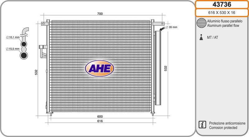 43736 AHE Condensatore, climatizzatore 