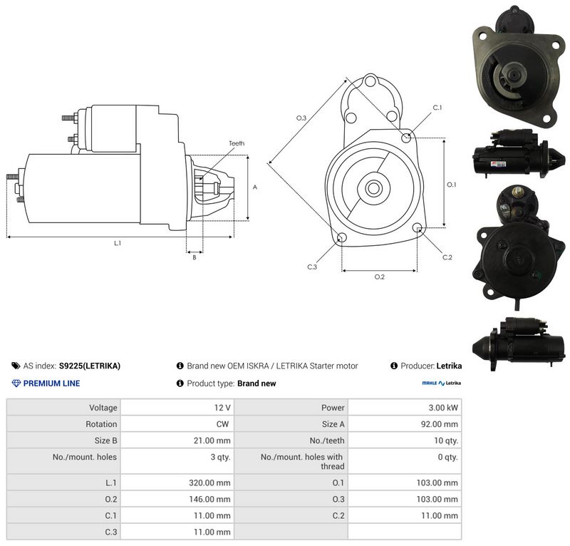 AS-PL S9225(LETRIKA) Starter