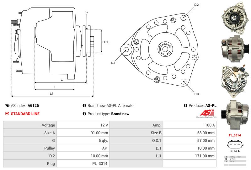 AS-PL A6126 Alternator