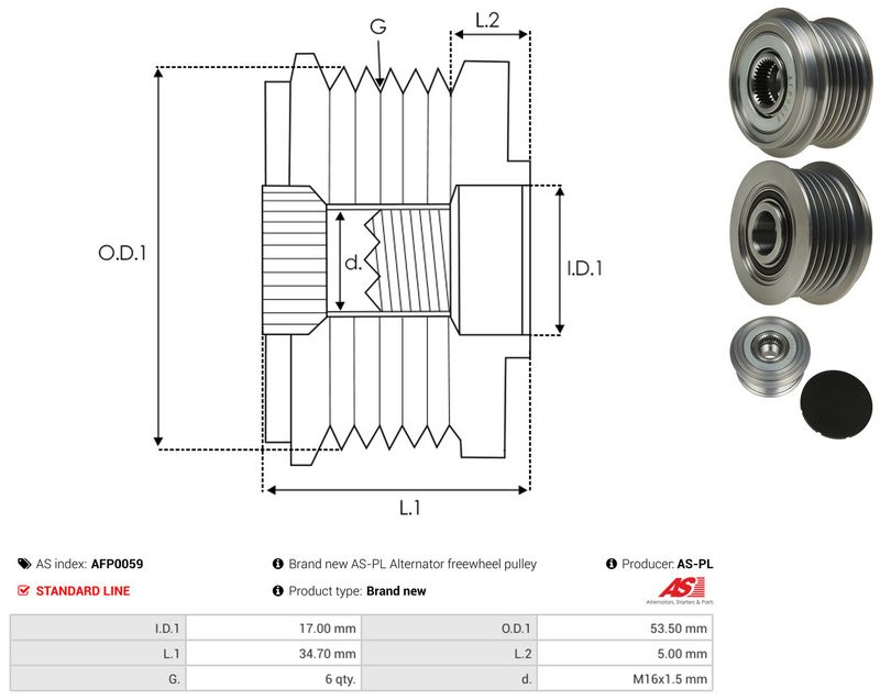 AS-PL AFP0059 Alternator Freewheel Clutch