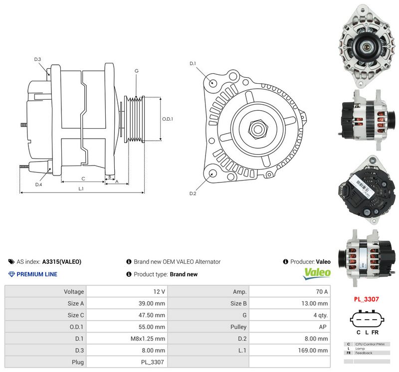 Generaator, AS-PL A3315(VALEO)