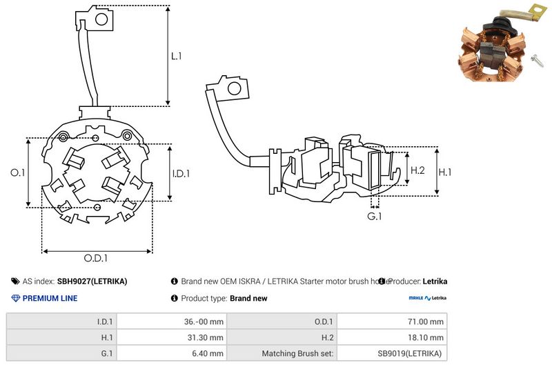Kinnitus, süsinikuharjad, AS-PL SBH9027(LETRIKA)