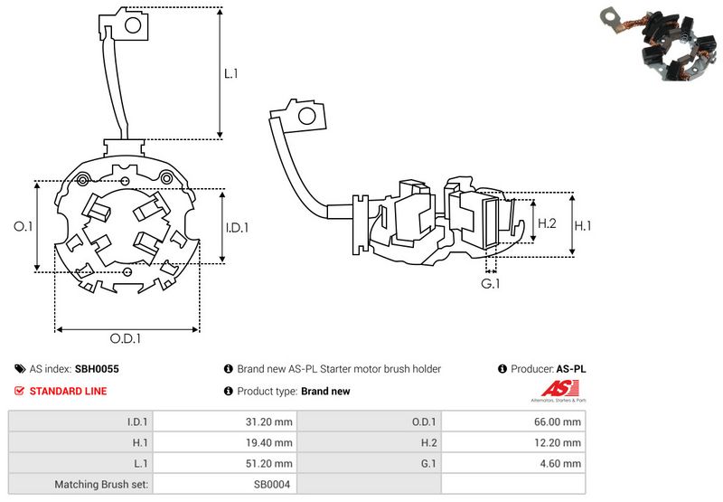 AS-PL SBH0055 Holder, carbon brushes
