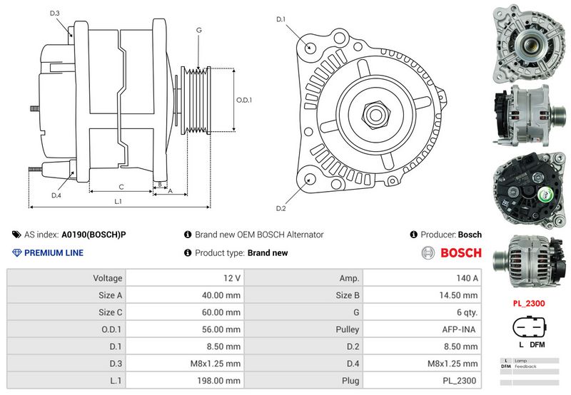 AS-PL A0190(BOSCH)P Alternator
