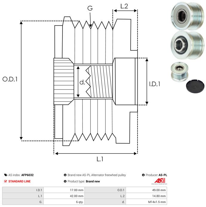 AS-PL AFP6032 Alternator Freewheel Clutch