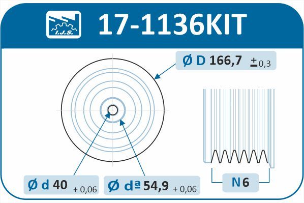 Комплект шківів, колінчатий вал, Ijs 17-1136KIT