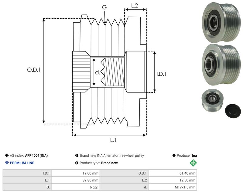 AS-PL AFP4001(INA) Alternator Freewheel Clutch