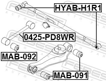 FEBEST HYAB-H1R1 Mounting, control/trailing arm