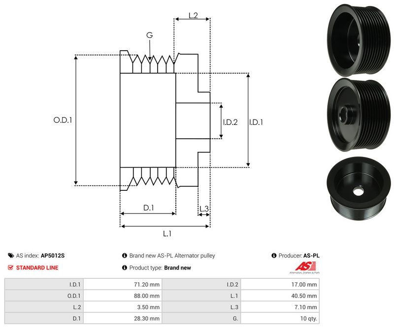 AS-PL AP5012S Belt Pulley, alternator