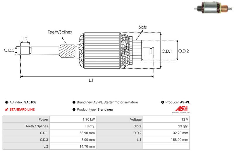 AS-PL SA0106 Armature, starter