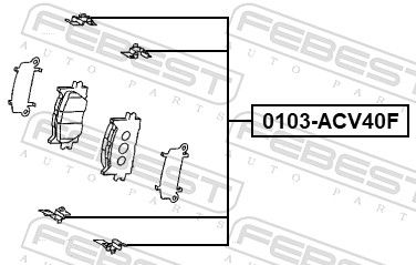 Комплект приладдя, накладка дискового гальма, Febest 0103-ACV40F