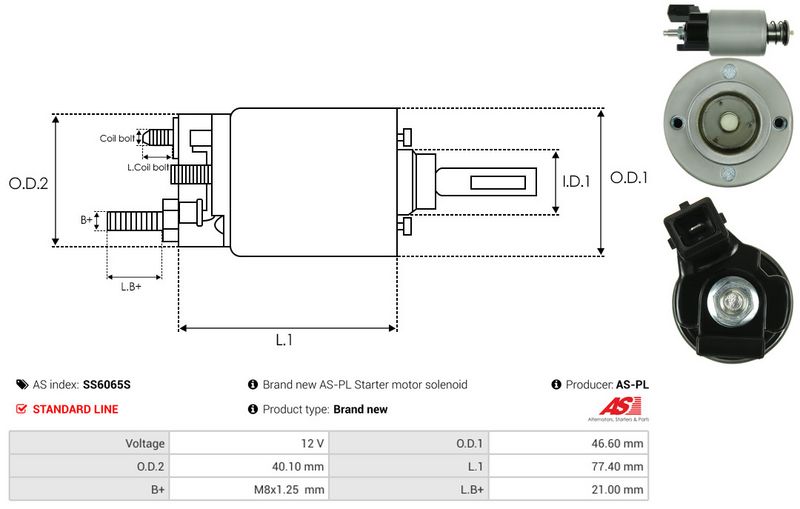 AS-PL SS6065S Solenoid Switch, starter