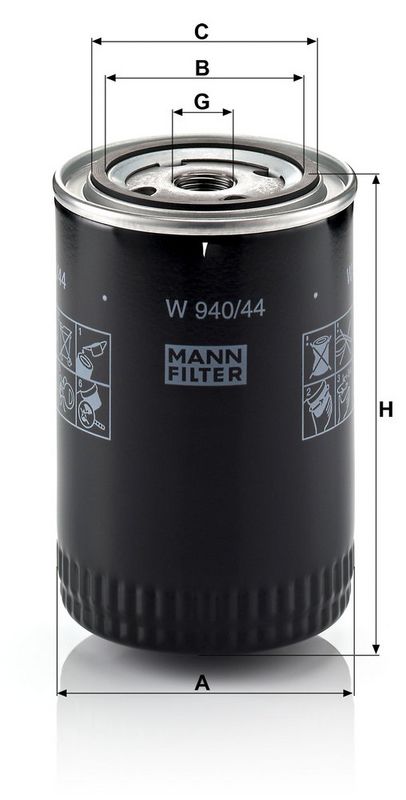 Õlifilter, MANN-FILTER W 940, 44