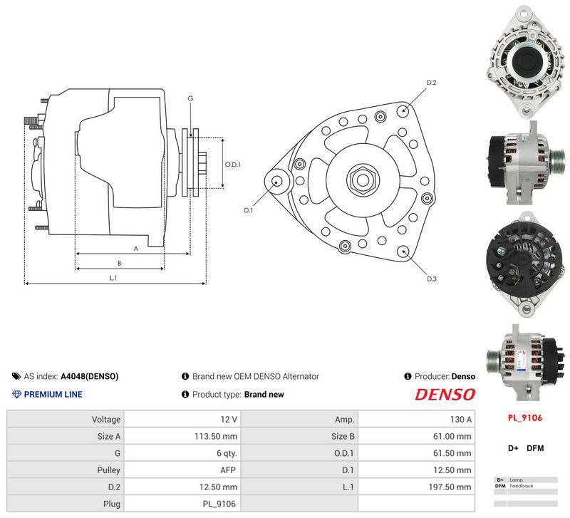 Generaator, AS-PL A4048(DENSO)