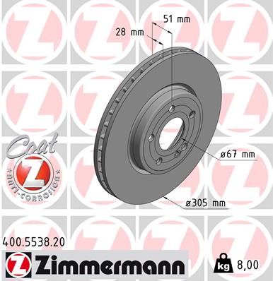 Гальмівний диск, Zimmermann 400553820